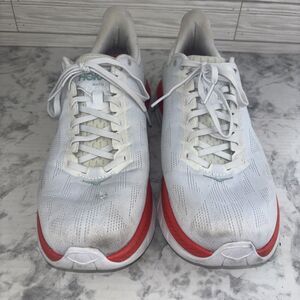 Hoka One One Mach 4 White Orange Fiesta Running Shoes Sneakers Size 12D